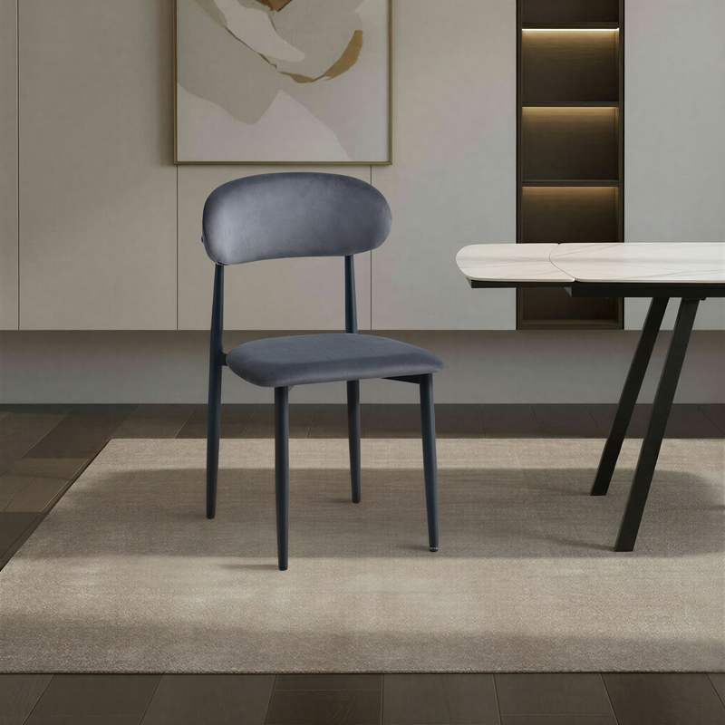 Chaise de salle à manger 2531, en velours style loft, Gris
