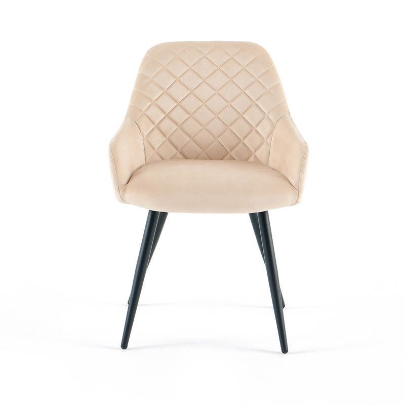 Chaise de salle à manger DR2522, velours et pieds en acier, Beige clair
