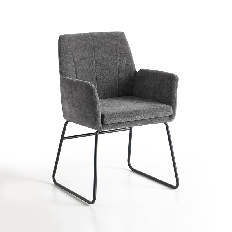Chaise de salle à manger 6400, rembourrée sur pied luge, Gris foncé
