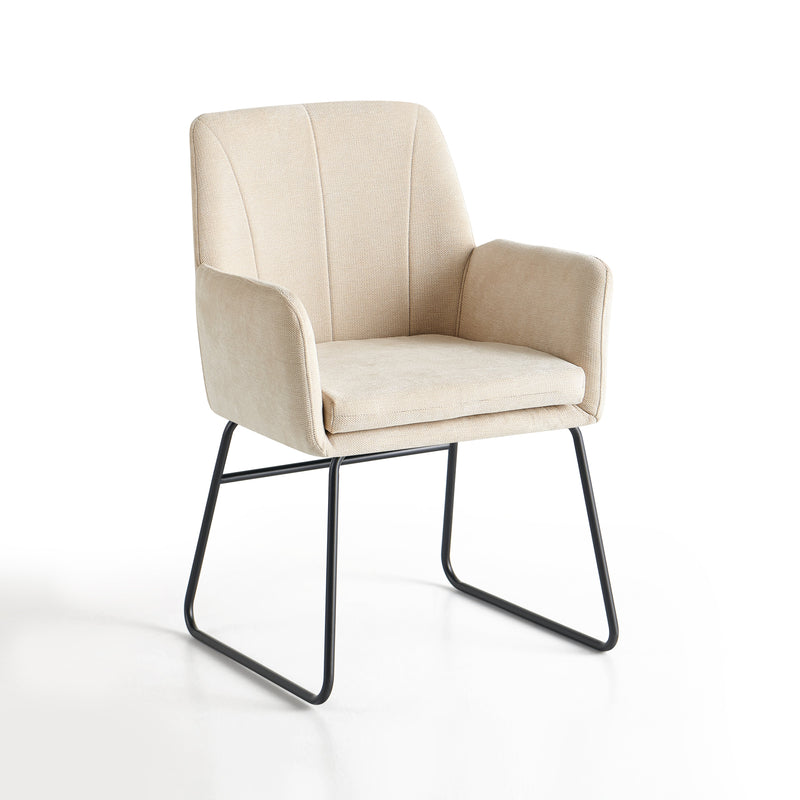 Chaise de salle à manger 6400, rembourrée sur pied luge, Crème

