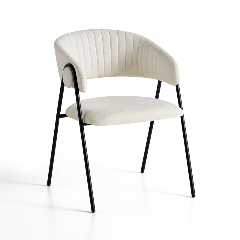 Chaise de salle à manger SK06, rembourrée moderne, Crème
