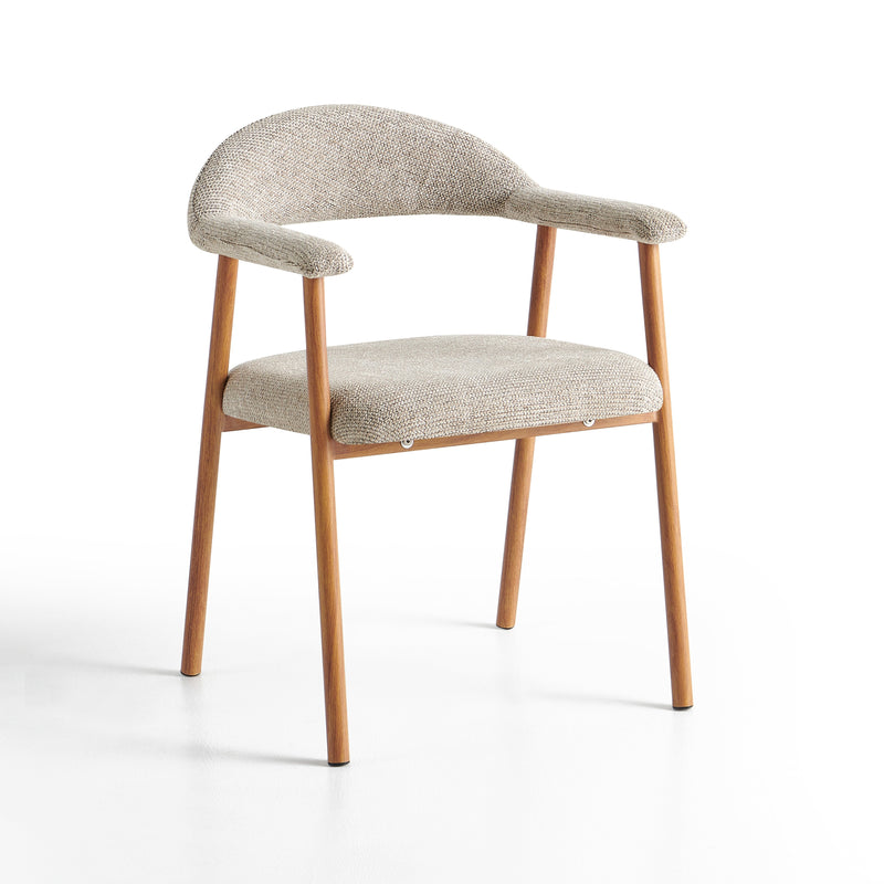 Chaise de salle à manger 6326, rembourrée pieds en acier, Beige clair

