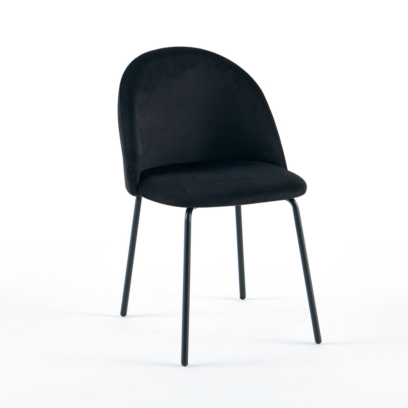 Chaise de salle à manger DR252, velours et acier, Noir
