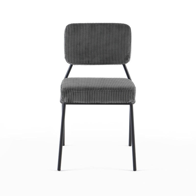 Chaise de salle à manger Harmonia, velours et pieds en acier, Gris
