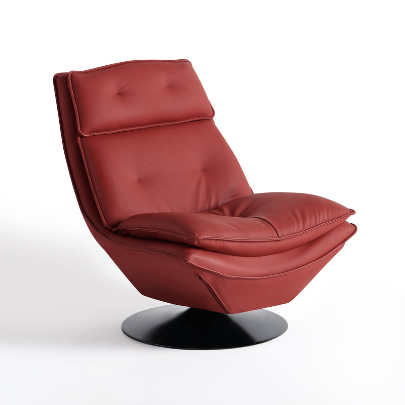 Fauteuil pivotant S-108, capitonné en similicuir, Rouge
