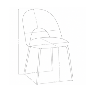 Chaise de salle à manger Minimal 3098, velours et acier