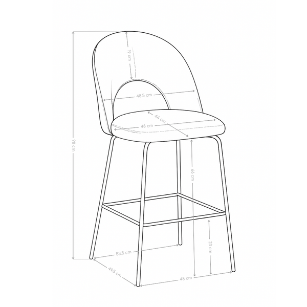 Tabouret de bar 3099, en velours et pieds en acier