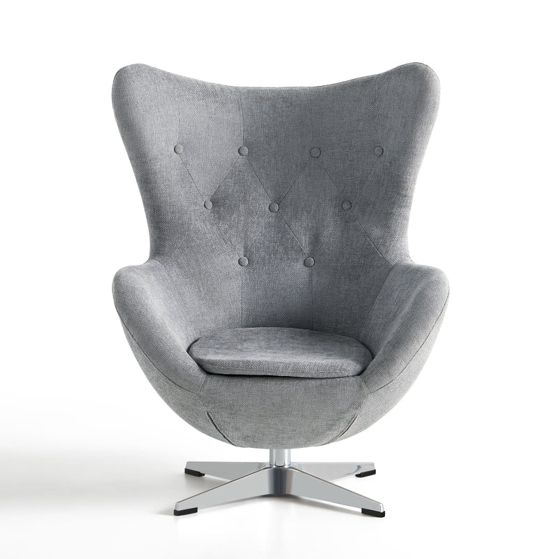 Fauteuil pivotant ZZA01, capitonné et pieds en métal, Gris clair
