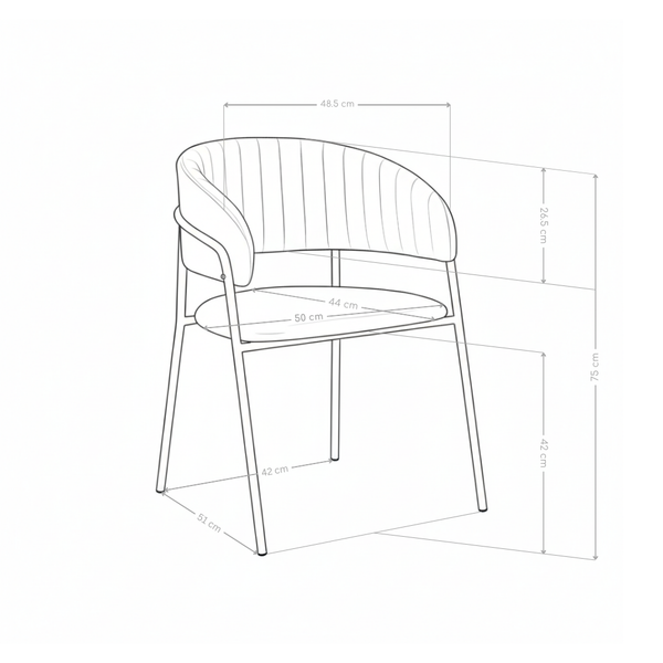 Chaise de salle à manger 331, velours et pieds en acier