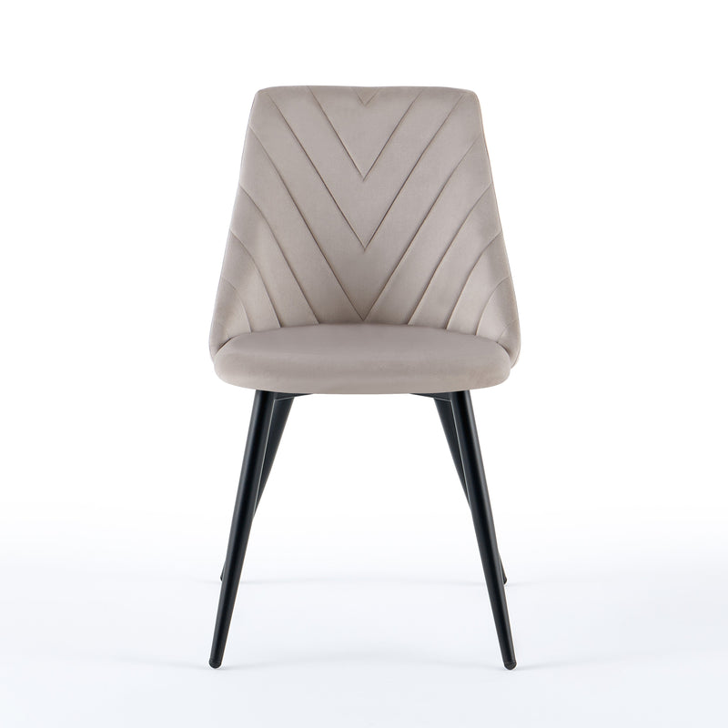 Chaise de salle à manger Zephyr, velours et pieds en acier, Beige
