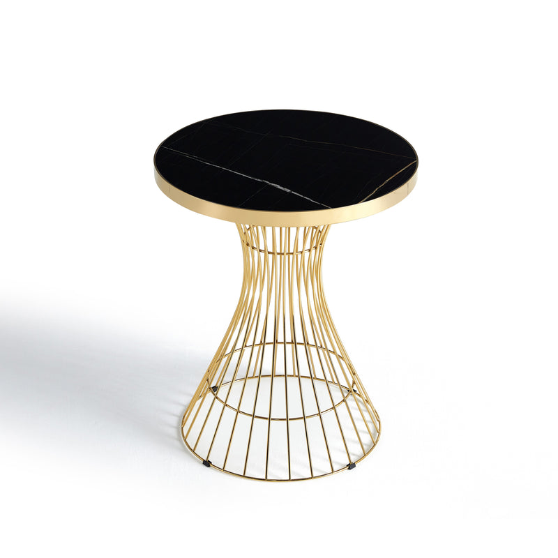 Table ronde SW60, Ø60 cm effet marbre, Noir
