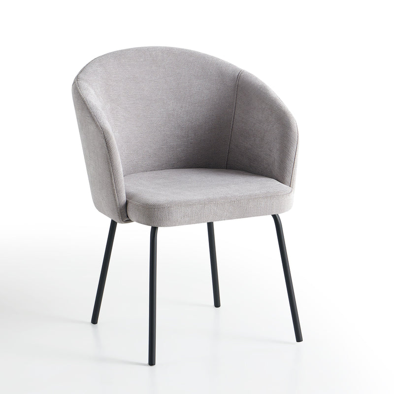 Chaise de salle à manger 6010, assise baquet rembourrée, Gris clair
