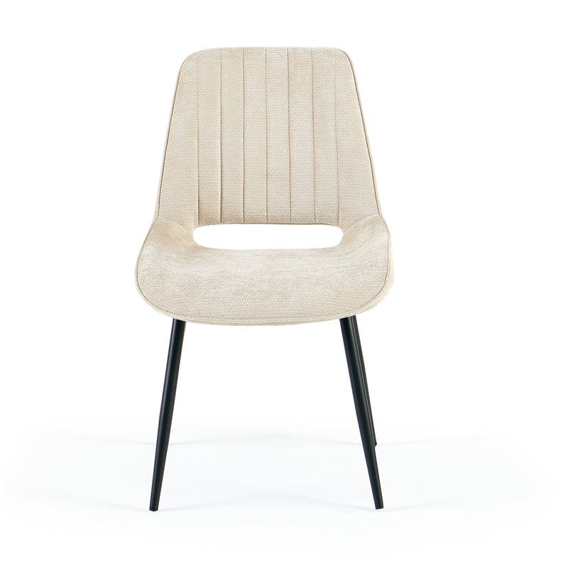 Chaise de salle à manger Amber, pieds en acier poudré, Crème
