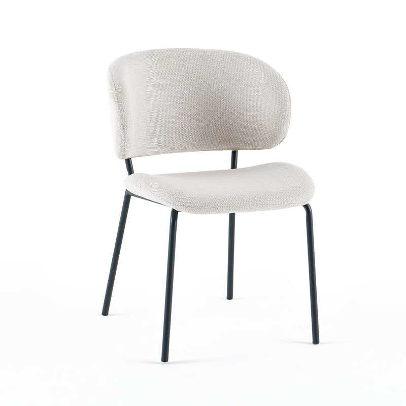Chaise de salle à manger Luminairen, pieds en acier, Gris clair

