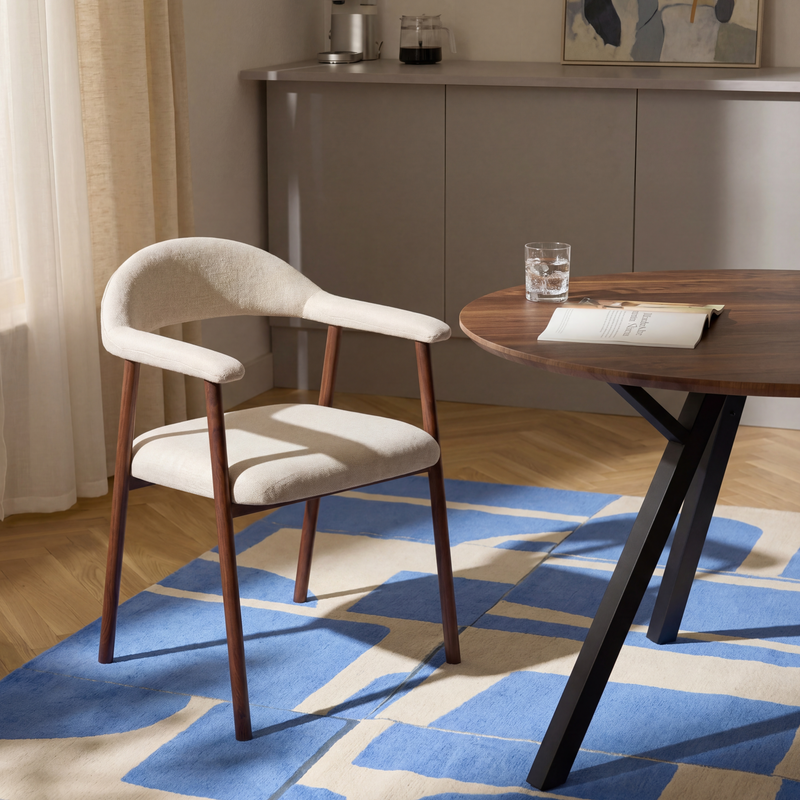Chaise de salle à manger 6326, rembourrée pieds en acier, Crème

