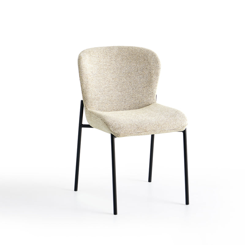 Chaise de salle à manger 6157, rembourrée et pieds en métal, Beige
