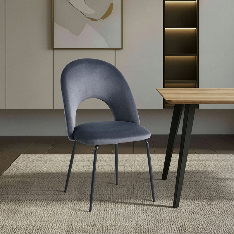 Chaise de salle à manger Minimal 3098, velours et acier, Gris
