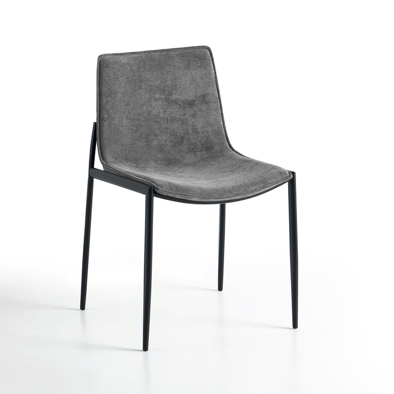 Chaise de salle à manger 6307, rembourrée pieds métal, Gris

