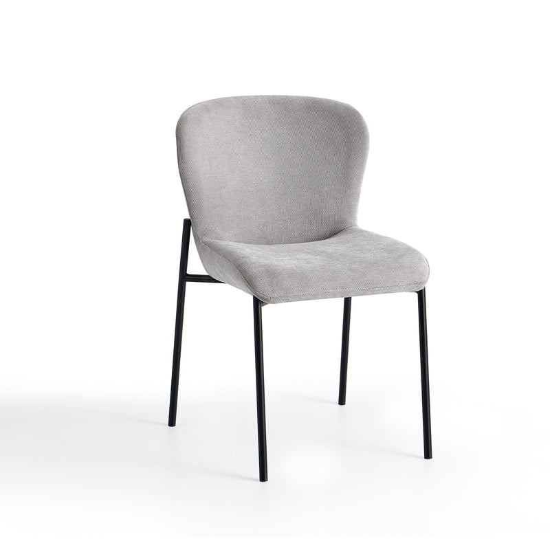 Chaise de salle à manger 6157, rembourrée et pieds en métal, Gris clair
