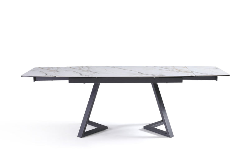 Table à manger Capri, extensible en céramique, Blanc
