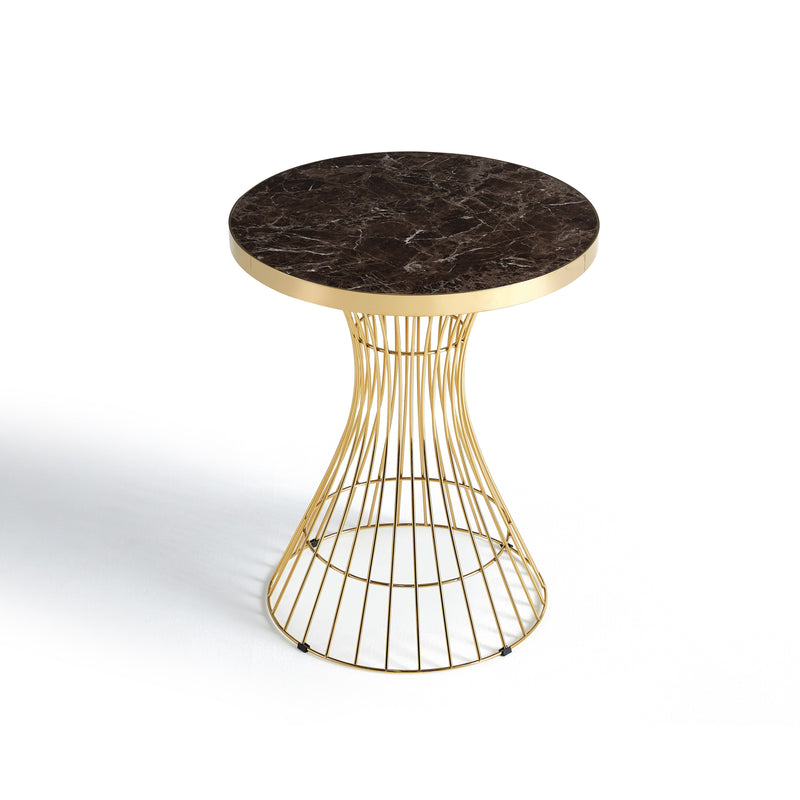 Table ronde SW60, Ø60 cm effet marbre, Marron
