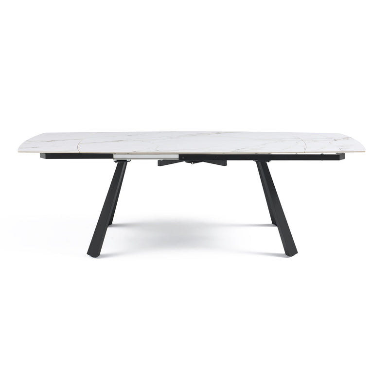 Table à manger Light, extensible en céramique, Blanc
