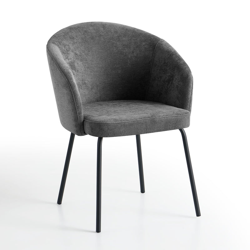 Chaise de salle à manger 6010, assise baquet rembourrée, Gris foncé
