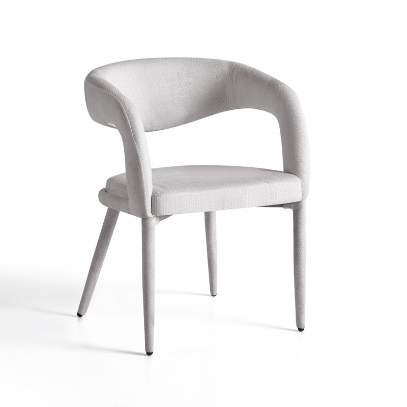 Chaise de salle à manger SK04, rembourrée avec accoudoirs, Gris clair
