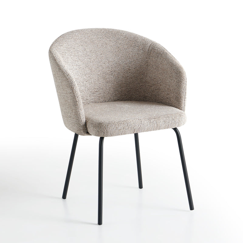 Chaise de salle à manger 6010, assise baquet rembourrée, Beige
