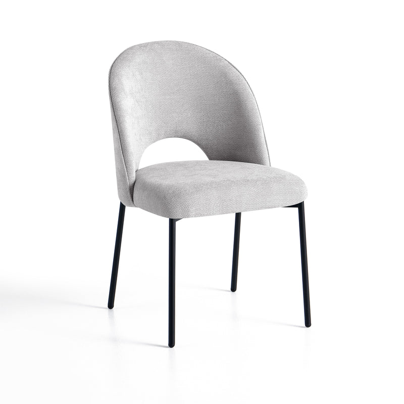 Chaise de salle à manger SK03, rembourrée pieds en métal, Gris clair
