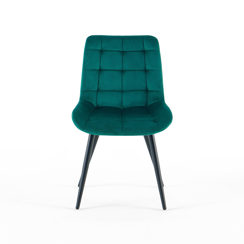 Chaise de salle à manger DR2516, velours et acier, Vert
