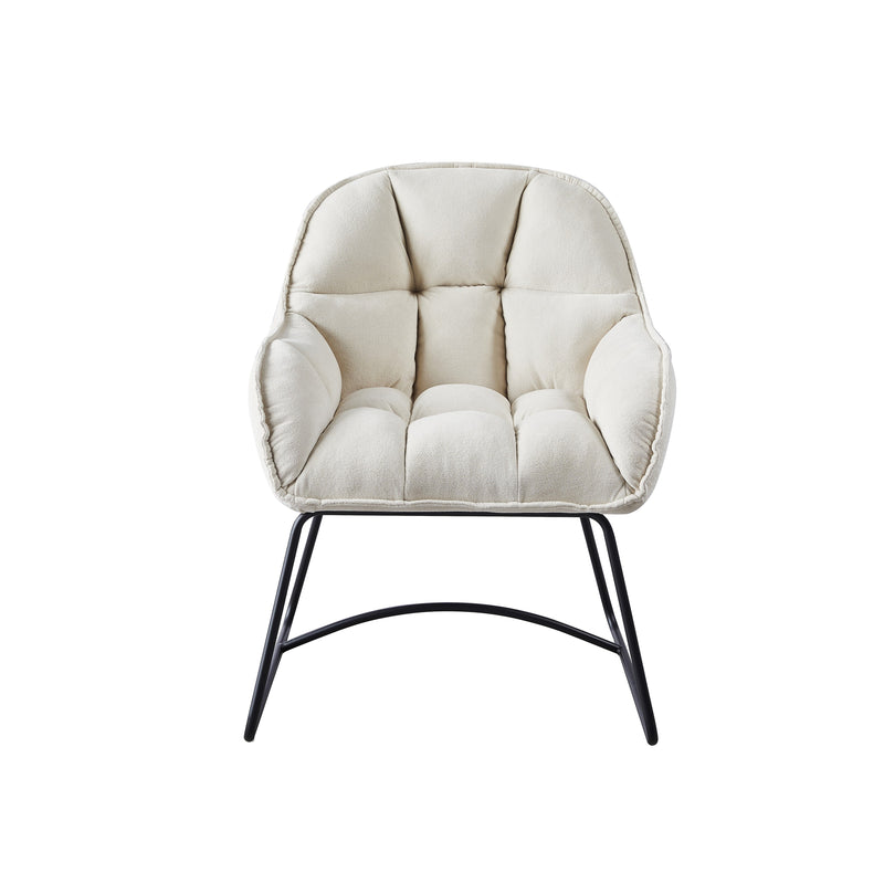 Fauteuil Verona, tissu et pieds en acier, Blanc
