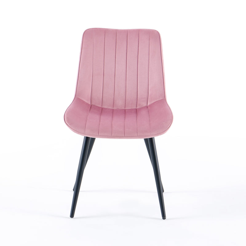 Chaise de salle à manger DR2510, velours et pieds en acier, Rose

