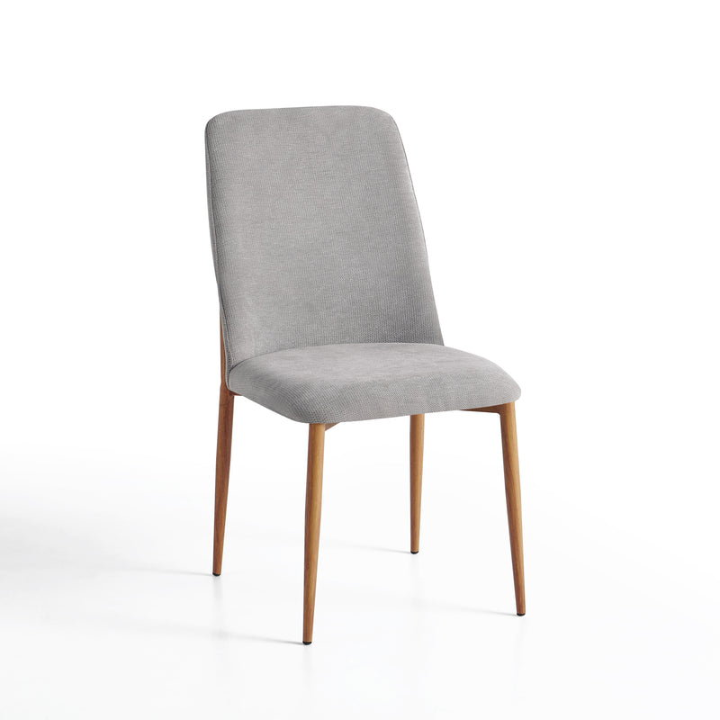 Chaise de salle à manger 6385, rembourrée et pieds en métal, Gris clair
