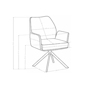 Chaise pivotante Shade, assise rembourrée et pieds en acier