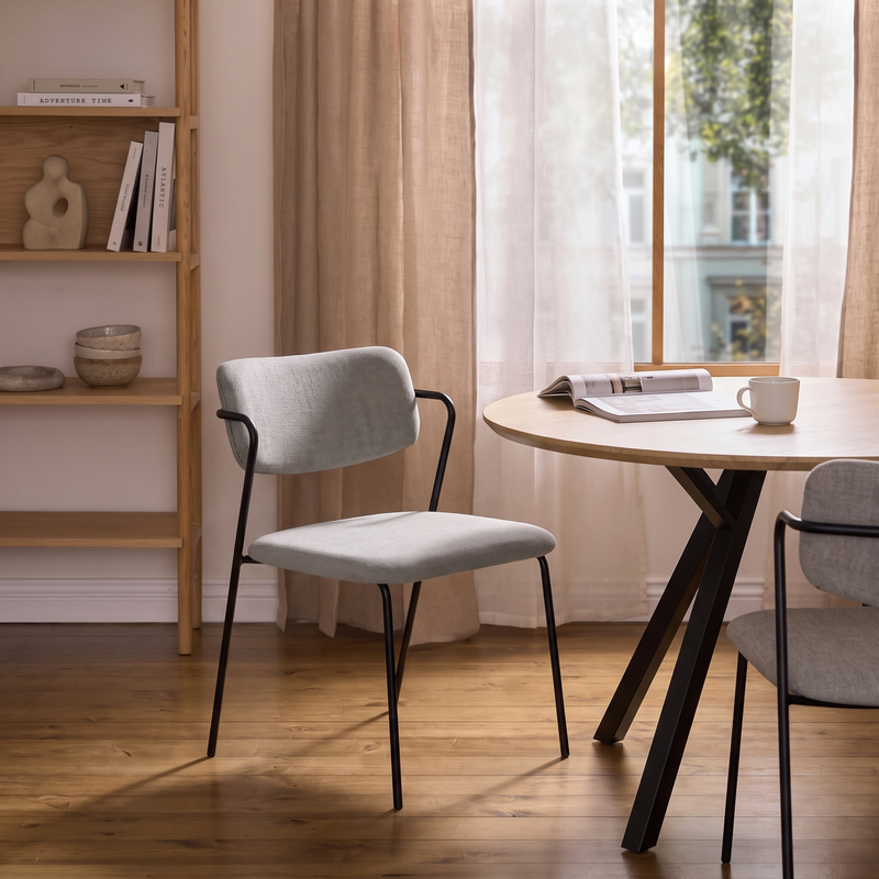 Chaise de salle à manger 6057, rembourrée style loft, Gris clair
