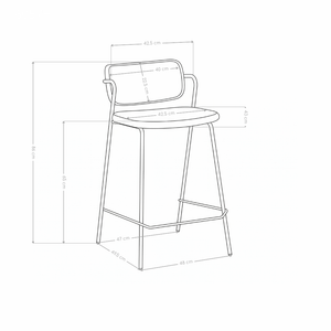 Tabouret de bar 6057H, rembourré avec pieds en métal
