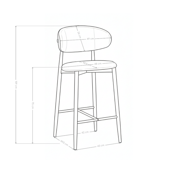 Tabouret de bar 6083H, rembourré style loft