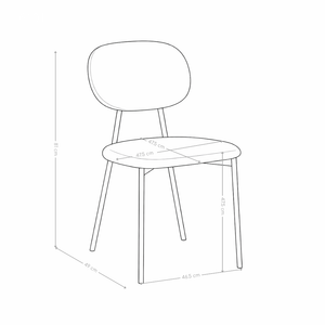 Chaise de salle à manger 6101, rembourrée, pieds en métal
