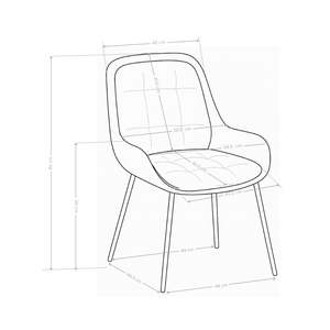 Chaise de salle à manger Nest, tapissée et pieds en acier