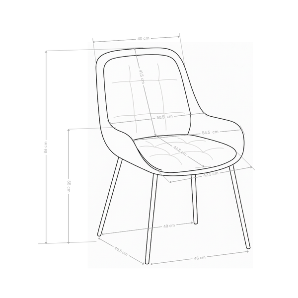 Chaise de salle à manger Nest, tapissée et pieds en acier