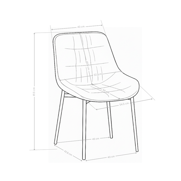 Chaise de salle à manger Linen, pieds en métal