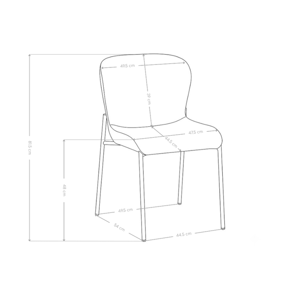 Chaise de salle à manger 6157, rembourrée et pieds en métal