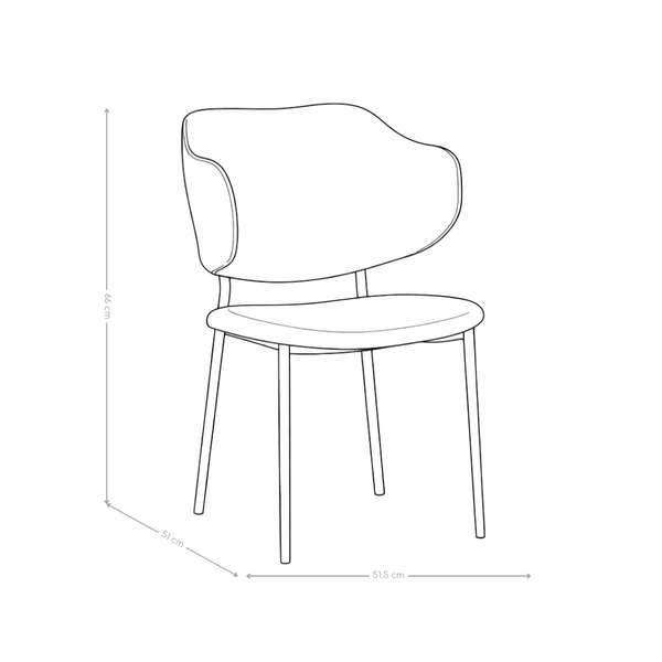 Chaise de salle à manger 6197, similicuir et pieds en acier
