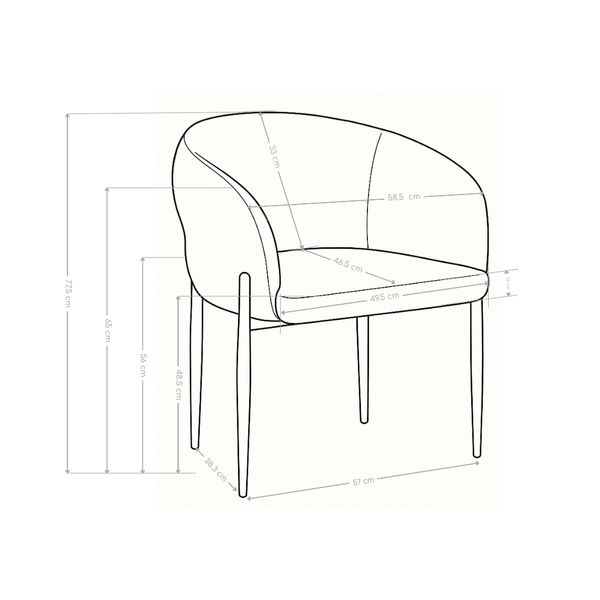 Chaise de salle à manger 6249C, pieds en métal