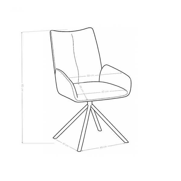 Chaise de salle à manger Cashmere, pivotante et rembourrée