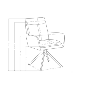 Chaise de salle à manger pivotante 6266, pieds en métal
