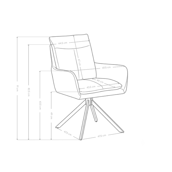 Chaise de salle à manger pivotante 6266, pieds en métal