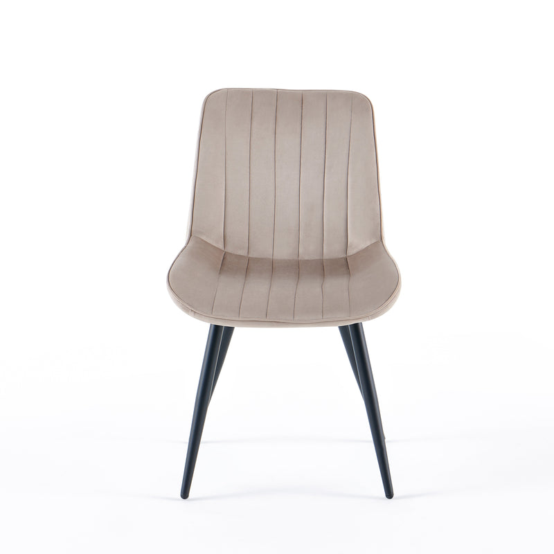 Chaise de salle à manger DR2510, velours et pieds en acier, Beige
