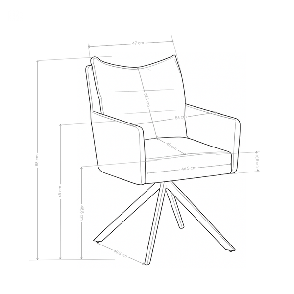 Chaise pivotante Plush 6325, assise 360° et pieds en acier